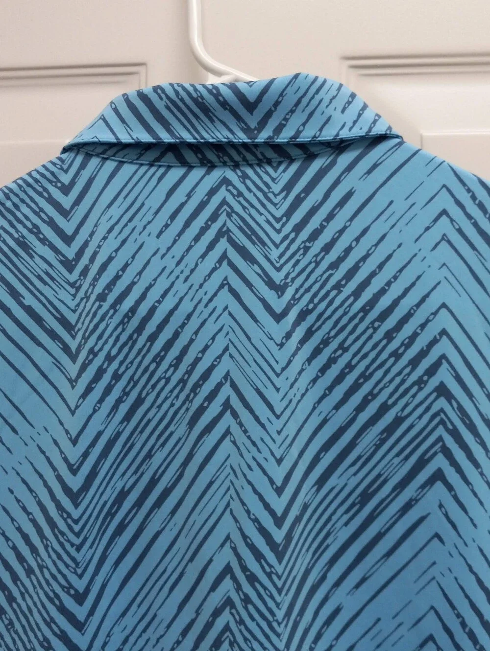 Adidas Ultimate365 Allover Print Polo Shirt Golf Medium Blue Chevron Performance
